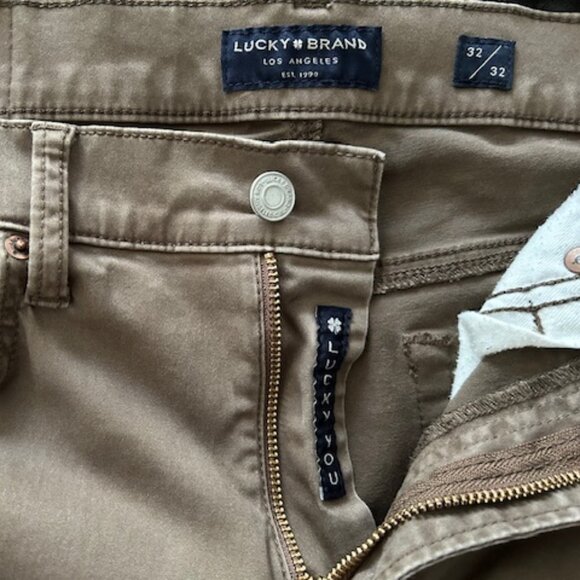 Men's Lucky Brand 121 Slim Straight Stretch Pants Size 32/32 – Dark Khaki/Taupe - Picture 3 of 3
